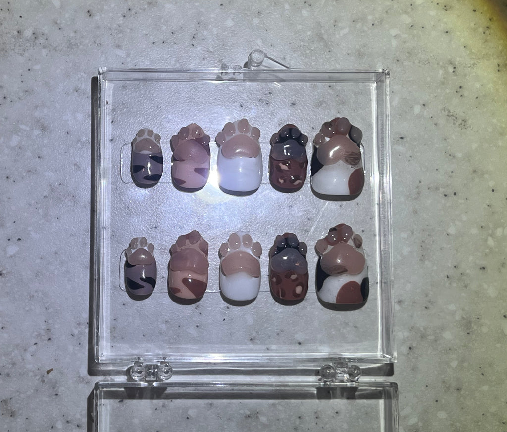 Short Almond Kitty Paw nails